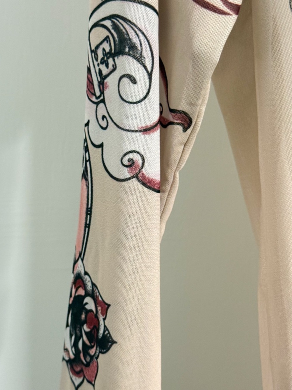 Wild Fable Mesh Long Sleeve Top XL Sheer Tattoo Print Cream - Picture 11 of 17